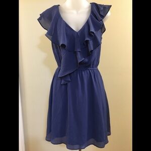 BCBGeneration Blue Navy Ruffle Sleeveless Dress